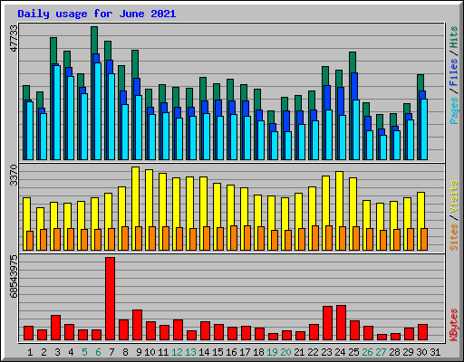 Daily usage for June 2021