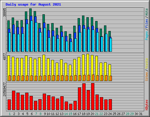 Daily usage for August 2021